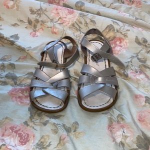 Silver Saltwater Sandals size 2